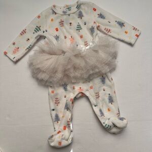 Baby Essentials White Footies with Tulle Skirt